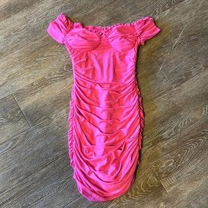 Windsor hot pink ruched mini dress
